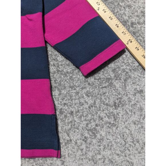 Lands'‎ End Shirt Top Women XL Pink Blue Striped Thick Fabric V-Neck V65 - Picture 14 of 14